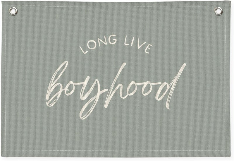 Wheatwin Long Live Boyhood Banner - Boys & Toddler Boy Room Decor - Linen Canvas Wall Hanging Flag - Image 1